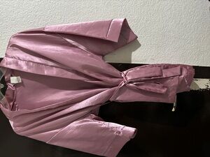 Pink satin robe